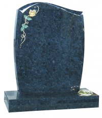 A Sapphire Blue granite memorial with a coloured rose design.