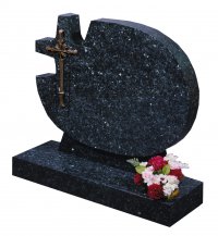 A Blue Pearl granite memorial with a bronze cross.