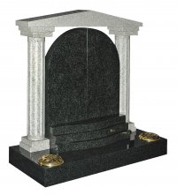 A distinctive canopy memorial, with two contrasting granites.