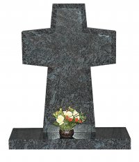 A cross shape Indian Bahama Blue granite memorial.